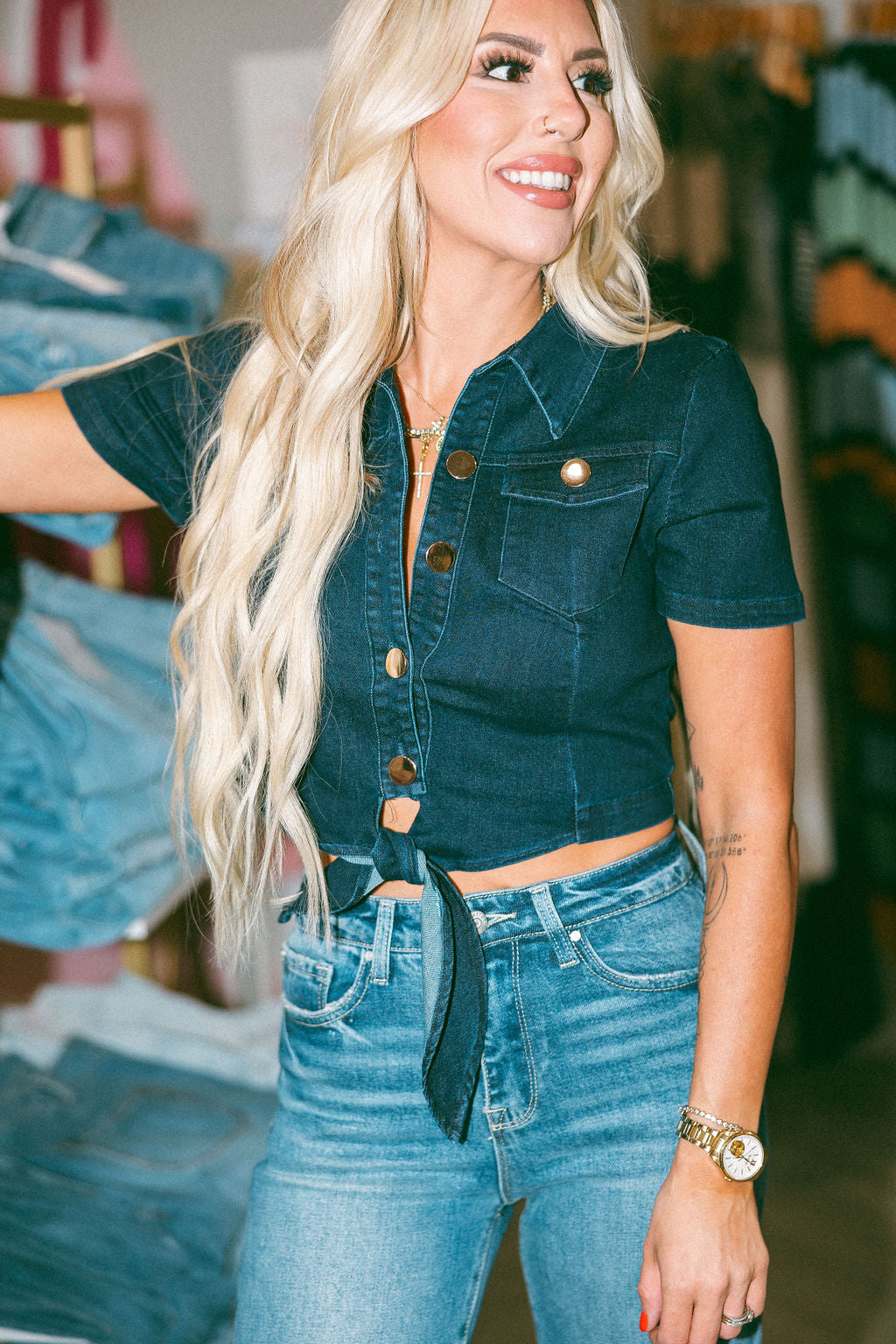 Baylor Denim Top