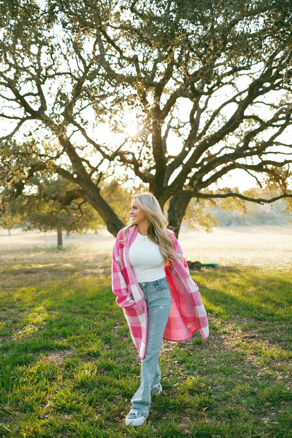 Pink Gingham Cardigan