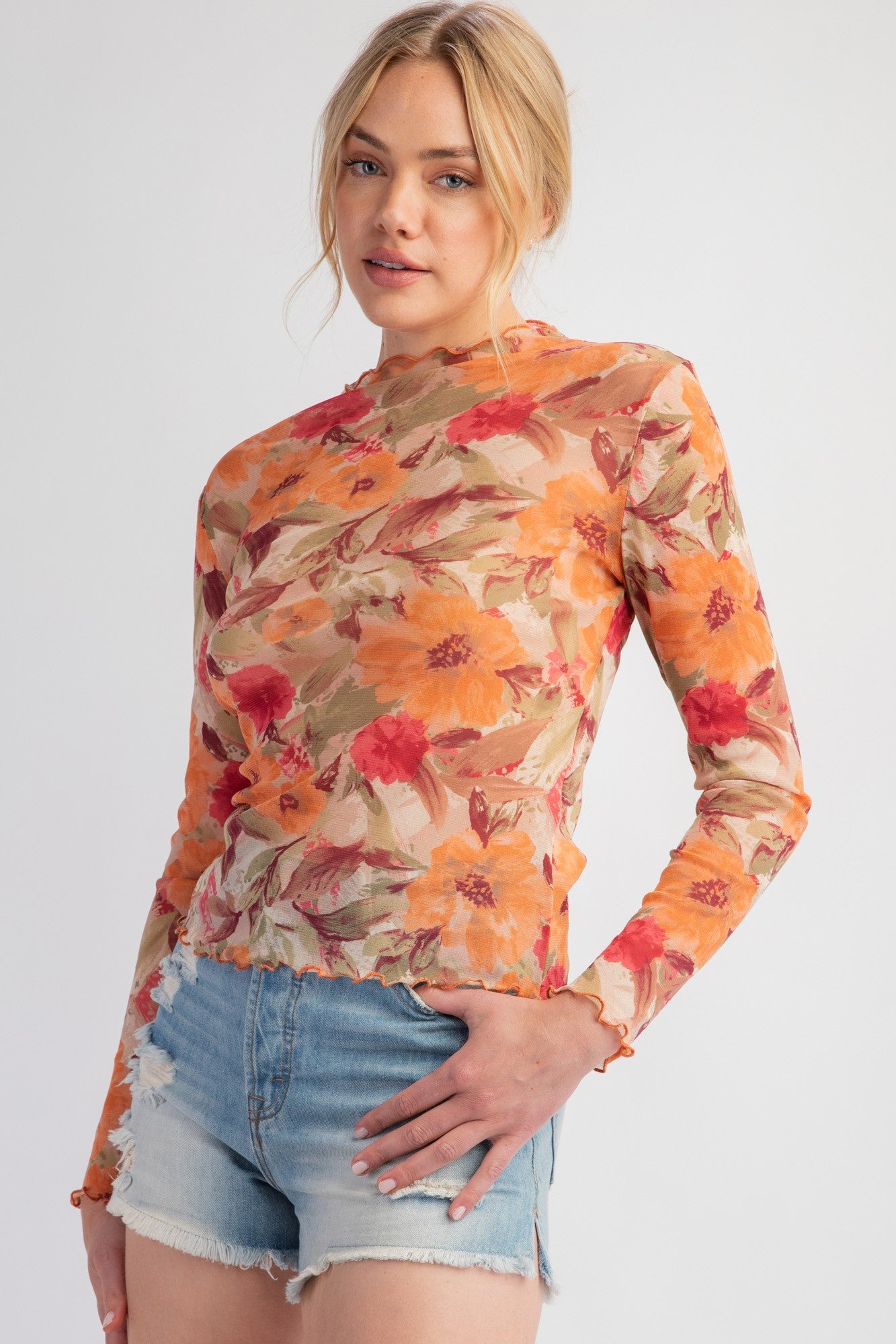 Floral Mesh Top