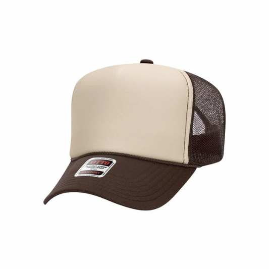 Khaki & Brown Trucker Hat