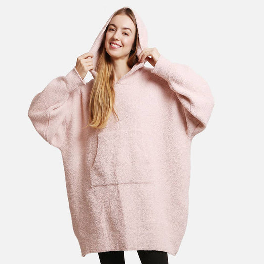 Solid Color Soft Hooded Blanket Hoodies with Pocket