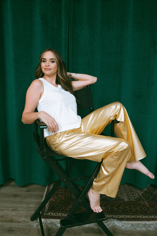 Metallic Flare Pants