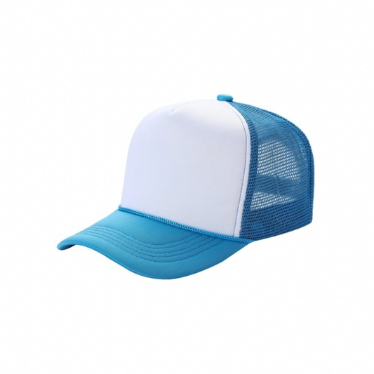 White & Neon Blue Trucker Hat