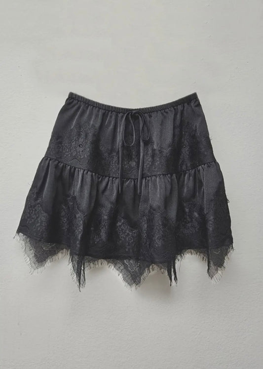 Satin Lace Mini Skirt