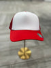 Red & White Trucker Hat - top tie brand