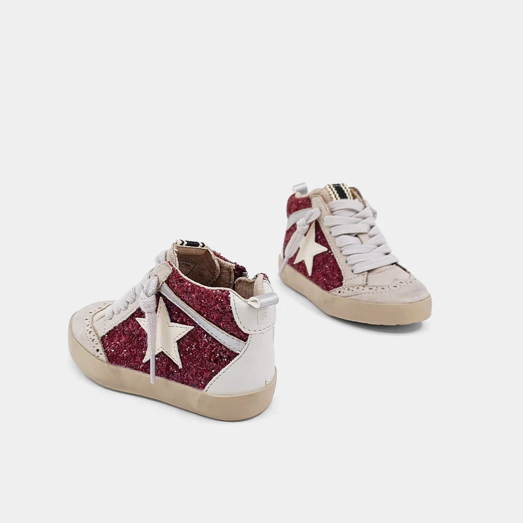 Toddler Paulina-Dark Red Glitter Sneaker