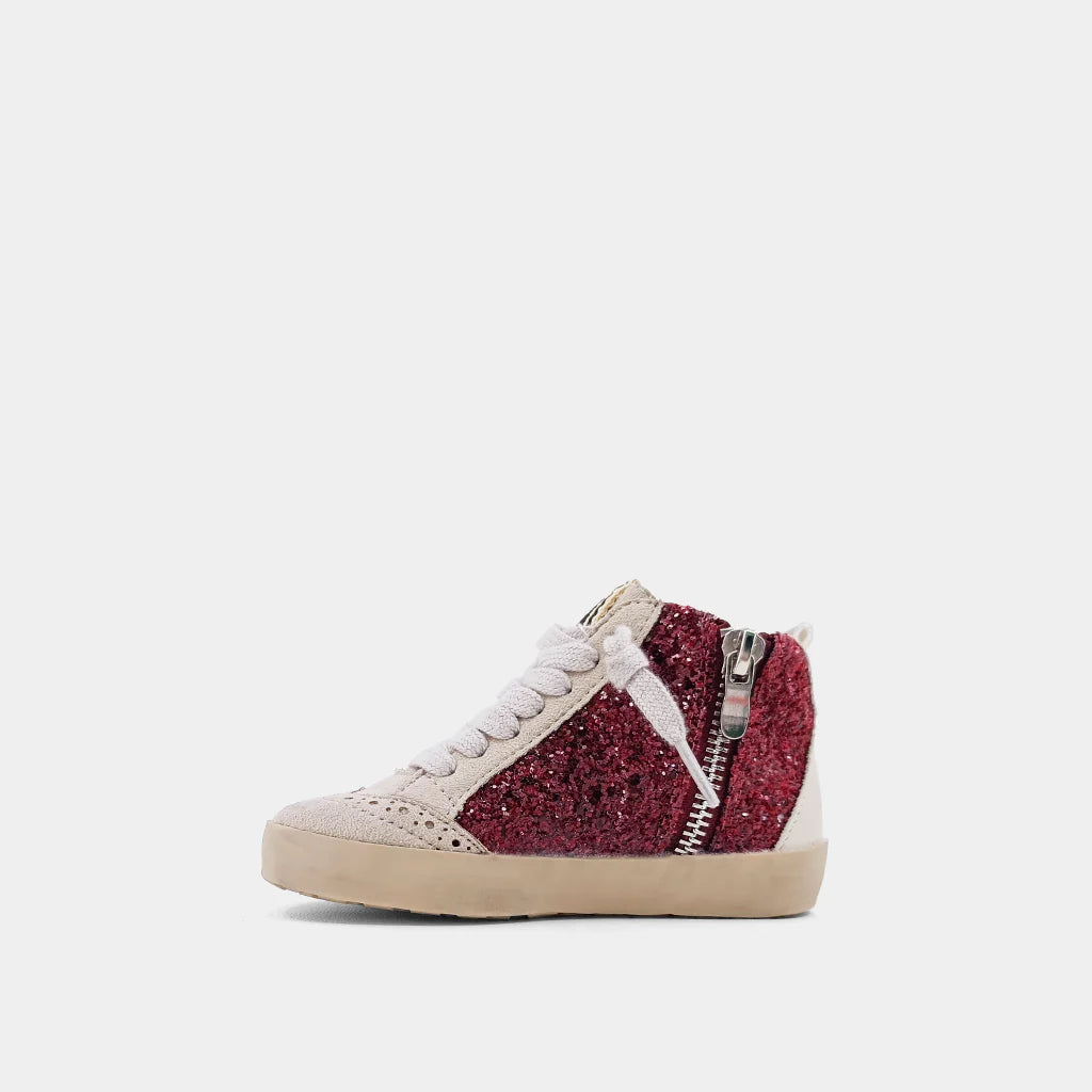 Toddler Paulina-Dark Red Glitter Sneaker