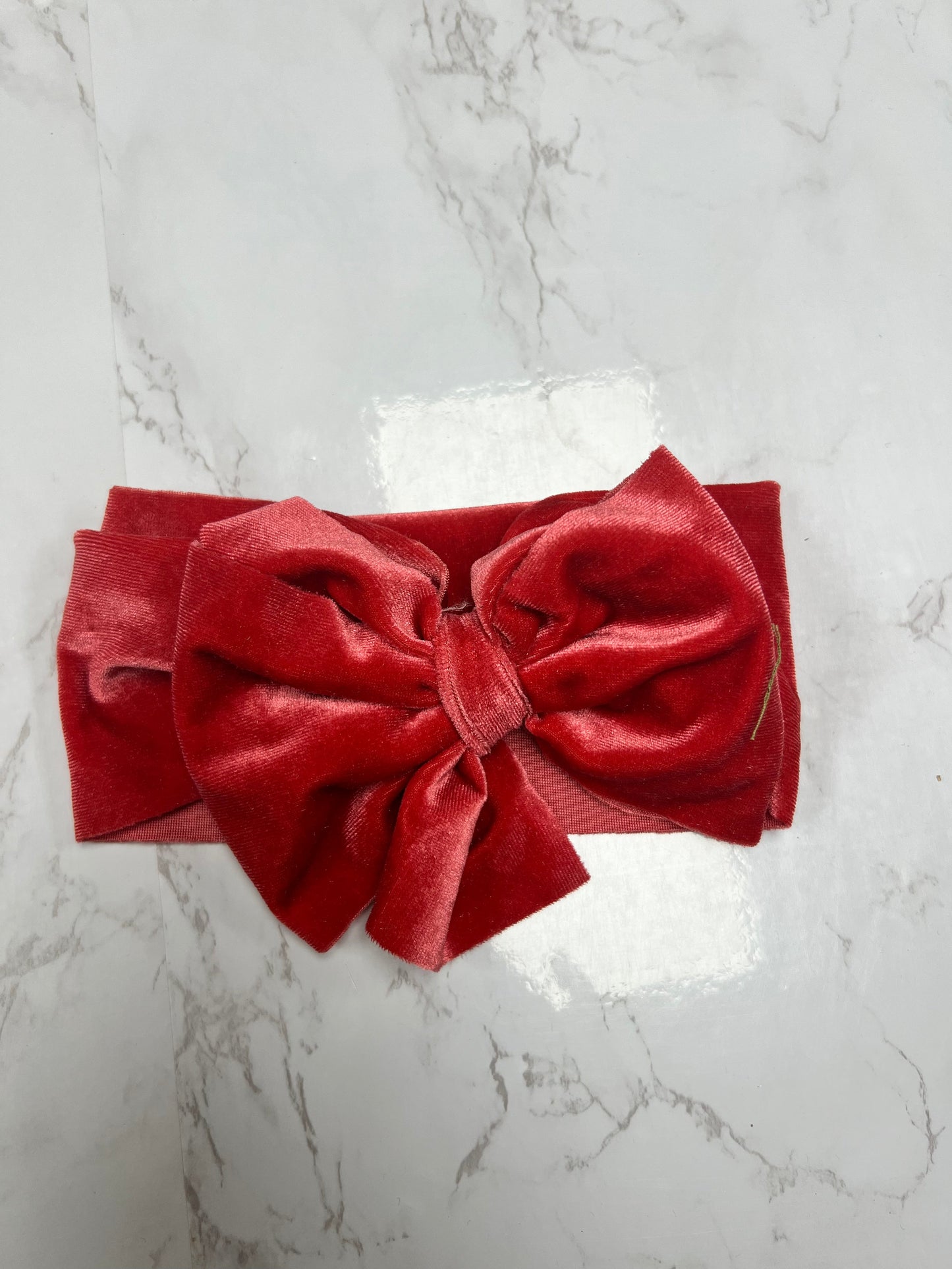 DARK CORAL VELVET BOW